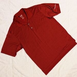 Adidas Climalite Performance Golf Shirt Polo Short Sleeve Red Black Pinstripe M